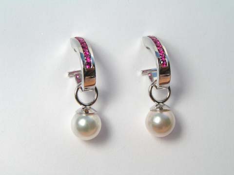 rubies akoya pearls earrings